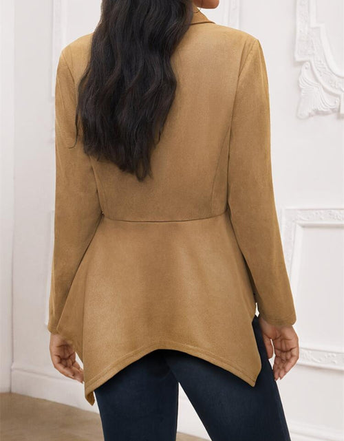 Load image into Gallery viewer, Handkerchief Hem Button Up Collared Neck Jacket
