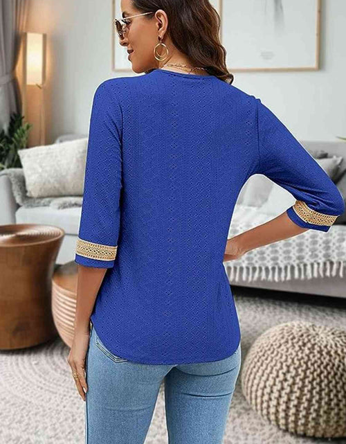 Load image into Gallery viewer, V-Neck Eyelet Blouse
