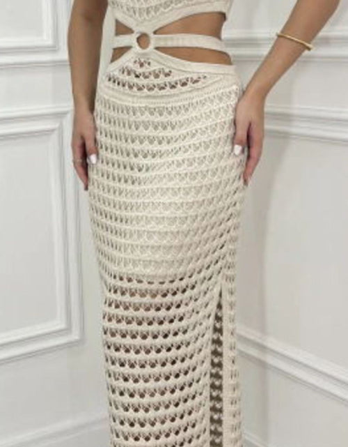 Load image into Gallery viewer, Cutout Slit Round Neck Sweater Dress
