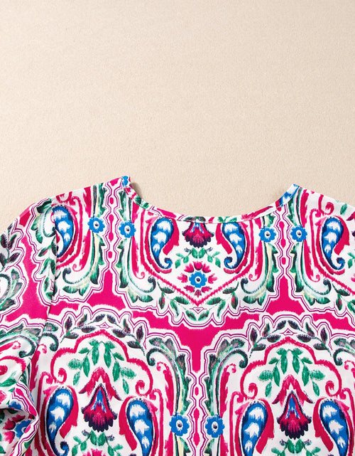 Load image into Gallery viewer, Printed Tie Neck Short Sleeve Dress
