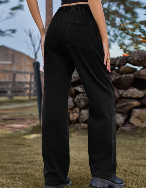 Load image into Gallery viewer, High Waist Cargo Straight Jeans
