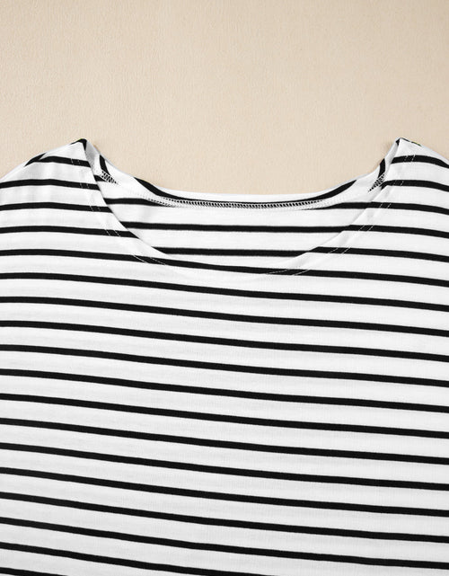 Load image into Gallery viewer, Stripe Half Sleeve Scoop Neck Top

