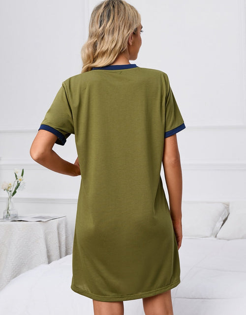 Load image into Gallery viewer, Contrast Trim Round Neck Mini Dress
