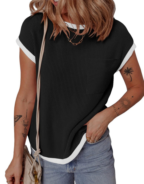 Load image into Gallery viewer, Contrast Trim Round Neck Short Sleeve T-Shirt
