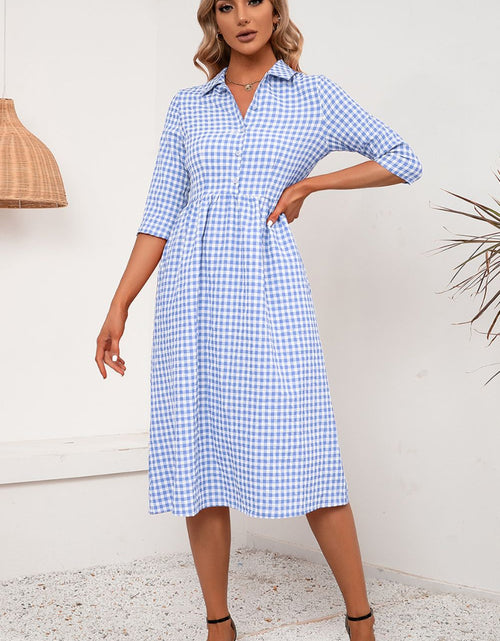 Load image into Gallery viewer, Ivy Lane Plaid Collared Neck Midi Dress
