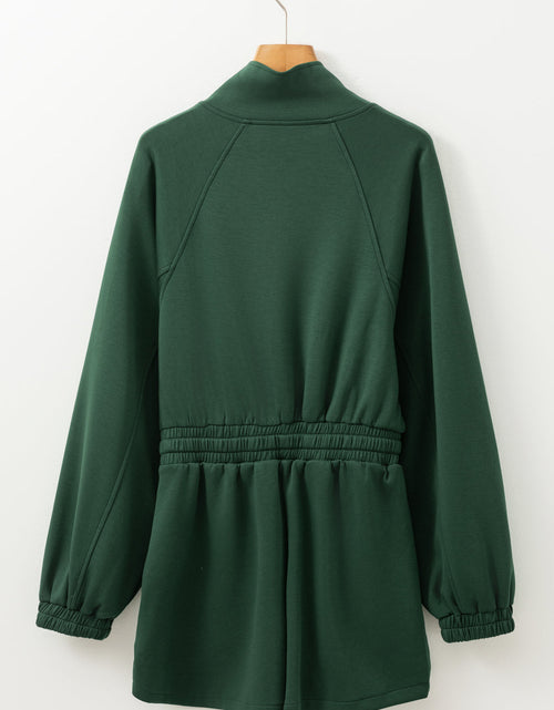 Load image into Gallery viewer, Drawstring Half Zip Long Sleeve Romper
