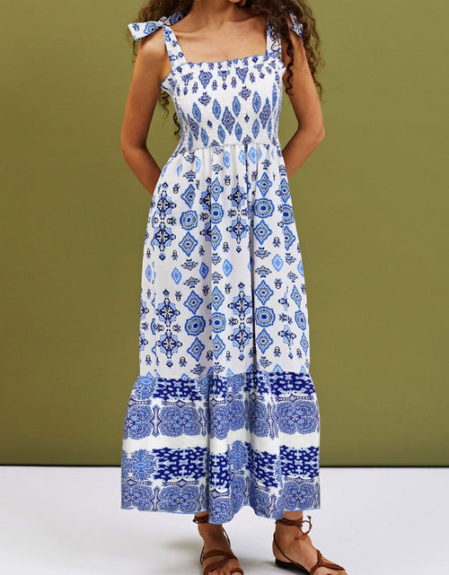 Load image into Gallery viewer, Smocked Printed Square Neck Cami Dress

