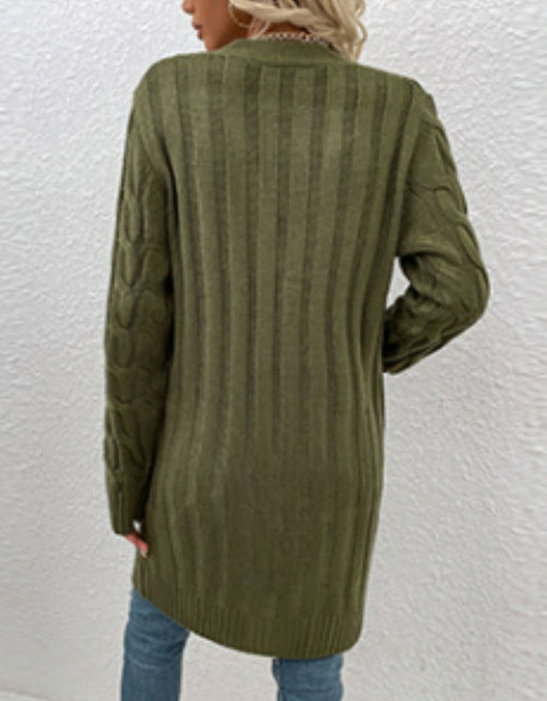 Load image into Gallery viewer, Cable-Knit Button Down Cardigan with Pockets

