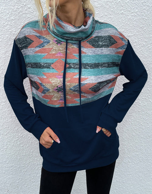 Load image into Gallery viewer, Shiny Geometric Drawstring Long-Sleeve Sweatshirt
