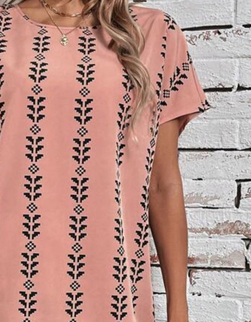 Load image into Gallery viewer, Printed Round Neck Short Sleeve Dress
