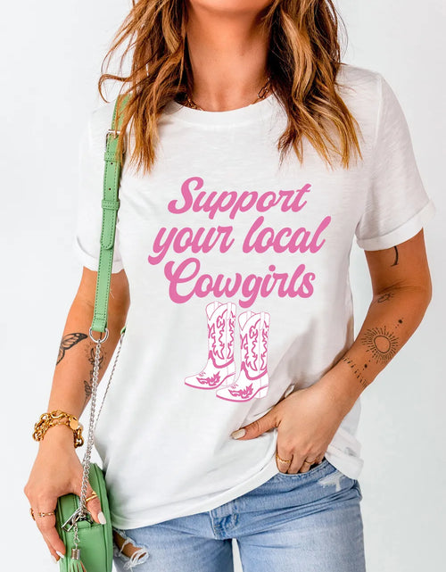 Load image into Gallery viewer, Letter Graphic Round Neck Short Sleeve T-Shirt

