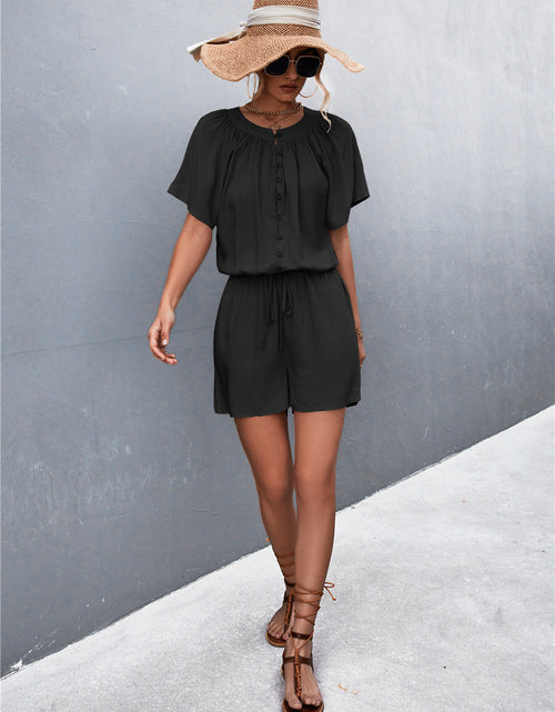 Load image into Gallery viewer, Buttoned Gather Detail Romper
