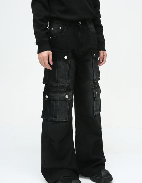 Load image into Gallery viewer, Multi-Pocket Cargo Wide-Leg Jeans
