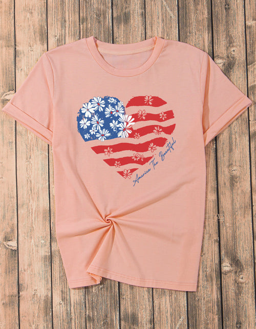Load image into Gallery viewer, Heart Round Neck Short Sleeve T-Shirt
