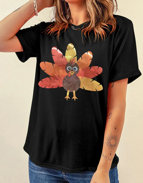 Load image into Gallery viewer, Graphic Round Neck Short Sleeve T-Shirt
