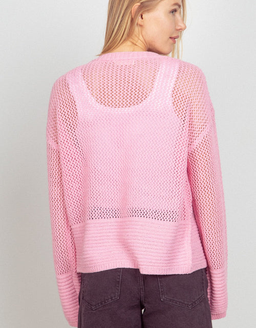 Load image into Gallery viewer, VERY J Eyelet Open Front Long Sleeve Cardigan
