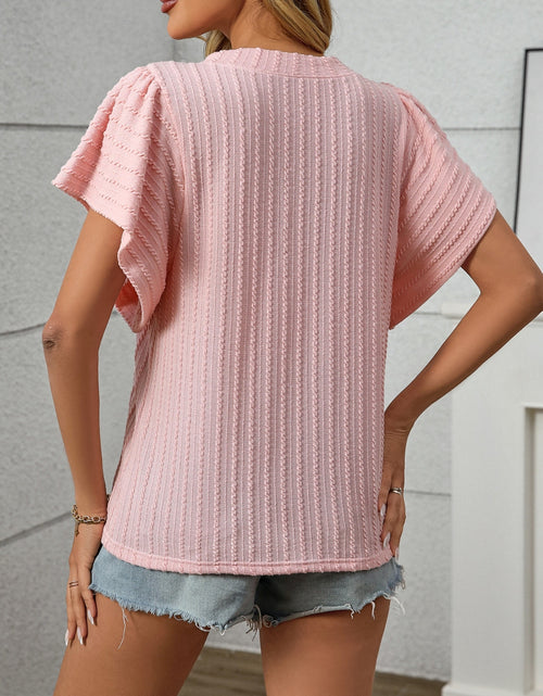 Load image into Gallery viewer, Textured Round Neck Short Sleeve Top
