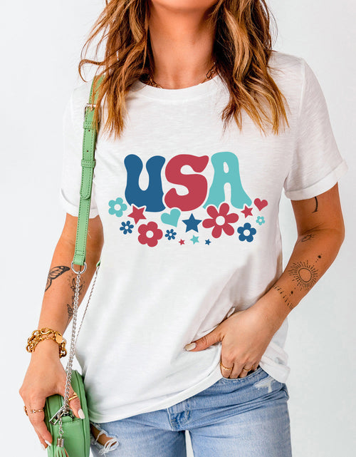 Load image into Gallery viewer, USA Round Neck Short Sleeve T-Shirt
