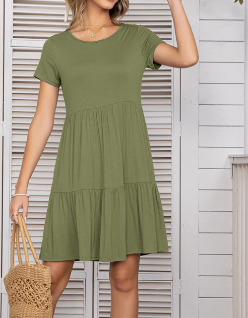 Load image into Gallery viewer, Round Neck Short Sleeve Mini Tee Dress
