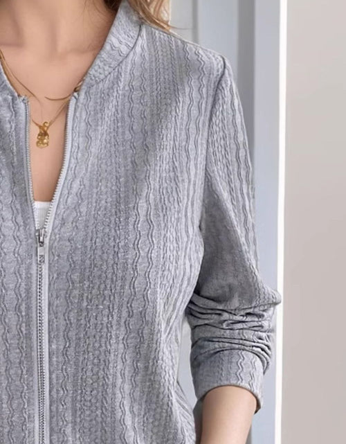 Load image into Gallery viewer, Baseball Collar Zip Up Long Sleeve Jacket
