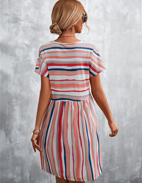 Load image into Gallery viewer, Striped Round Neck Dress
