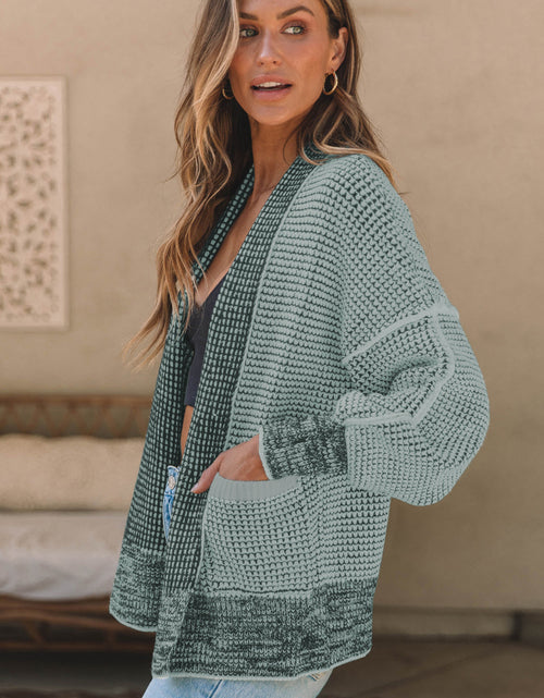 Load image into Gallery viewer, Waffle-knit Pocketed Open Front Cardigan
