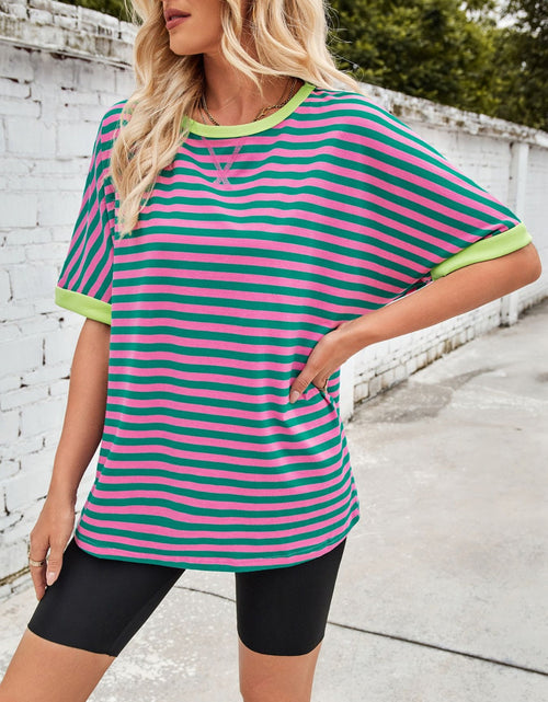 Load image into Gallery viewer, Lovelet Striped Round Neck Half Sleeve T-Shirt
