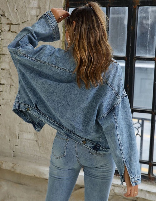Load image into Gallery viewer, Button Down Drop Shoulder Denim Jacket
