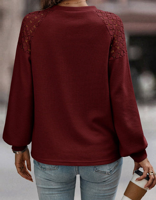 Load image into Gallery viewer, Shiny Lantern Sleeve Round Neck Blouse
