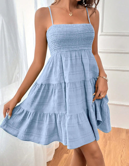 Load image into Gallery viewer, Smocked Tiered Sleeveless Mini Dress
