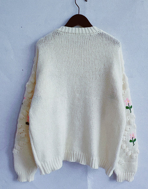 Load image into Gallery viewer, Floral Button Up Round Neck Long Sleeve Cardigan
