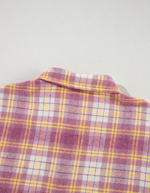Load image into Gallery viewer, Plaid Collared Neck Button Up Shacket
