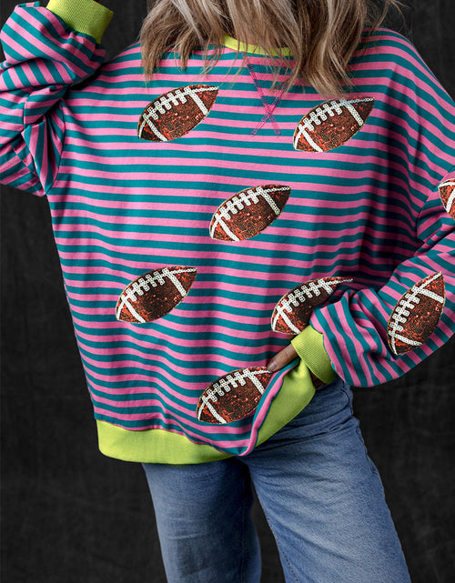 Load image into Gallery viewer, Striped Football Long Sleeve Sweatshirt
