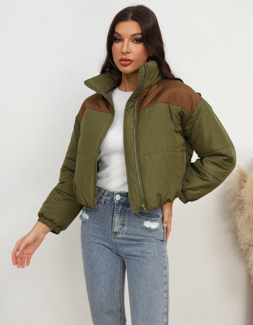 Load image into Gallery viewer, Two-Tone Zip-Up Puffer Jacket
