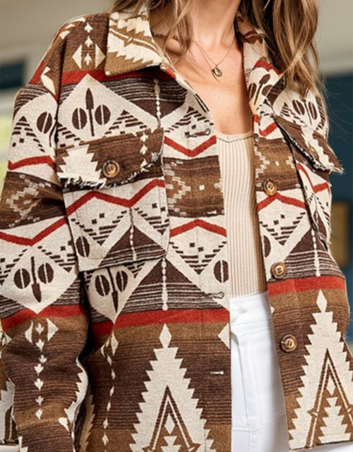 Load image into Gallery viewer, Geometric Button Up Long Sleeve Jacket
