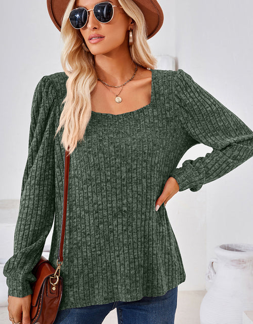 Load image into Gallery viewer, Ribbed Square Neck Long Sleeve T-Shirt

