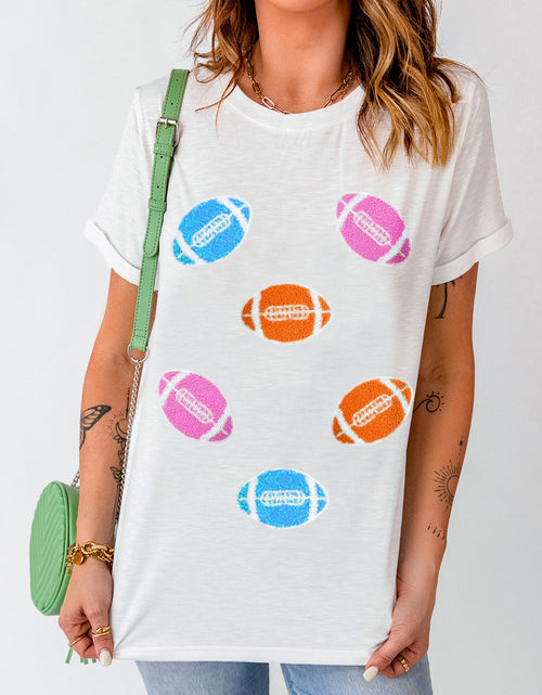 Load image into Gallery viewer, Football Round Neck Short Sleeve T-Shirt
