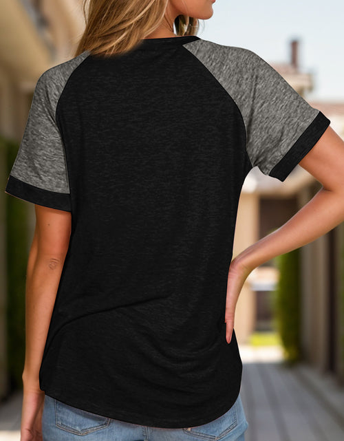 Load image into Gallery viewer, Full Size Contrast Round Neck Short Sleeve T-Shirt
