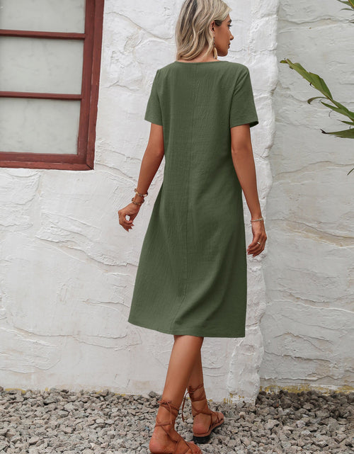 Load image into Gallery viewer, Ivy Lane Round Neck Short Sleeve Dress with Pockets
