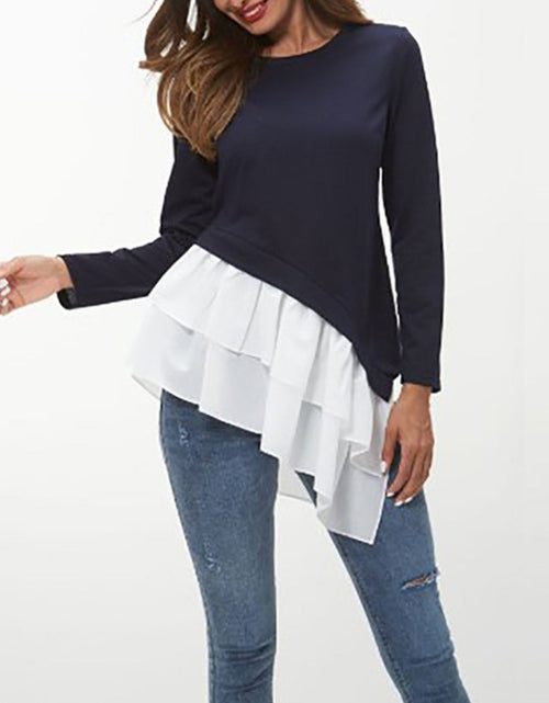 Load image into Gallery viewer, Ivy Lane Tiered Contrast Round Neck Long Sleeve T-Shirt
