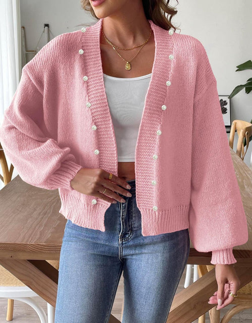 Load image into Gallery viewer, Pearl Open Front Long Sleeve Cardigan

