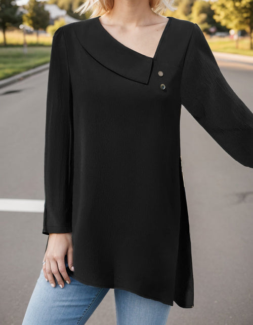 Load image into Gallery viewer, Asymmetrical Neck Long Sleeve Blouse
