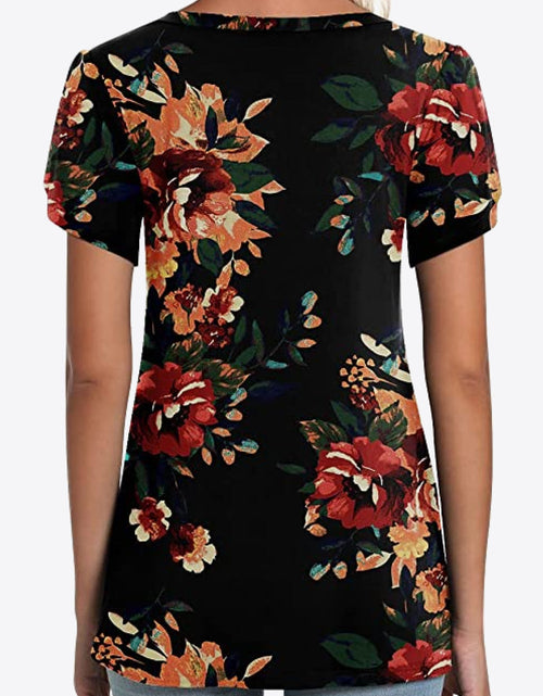 Load image into Gallery viewer, Printed Petal Sleeve V-Neck Blouse
