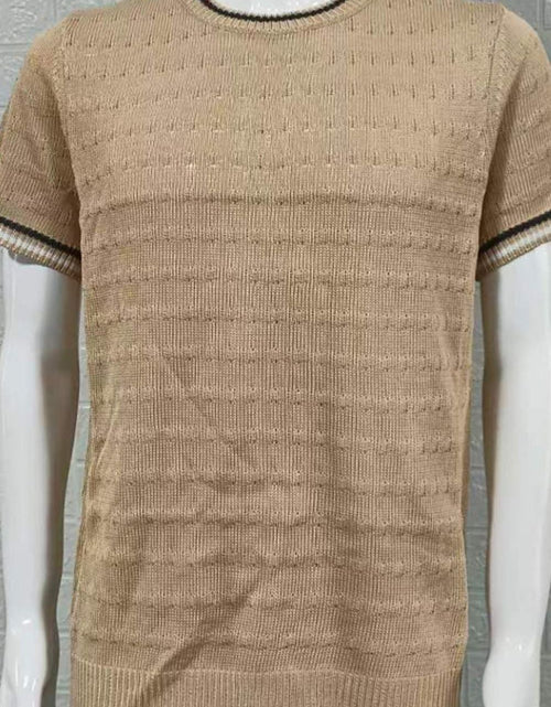 Load image into Gallery viewer, Men's Plus Size Texture Round Neck Contrast Trim T-Shirt
