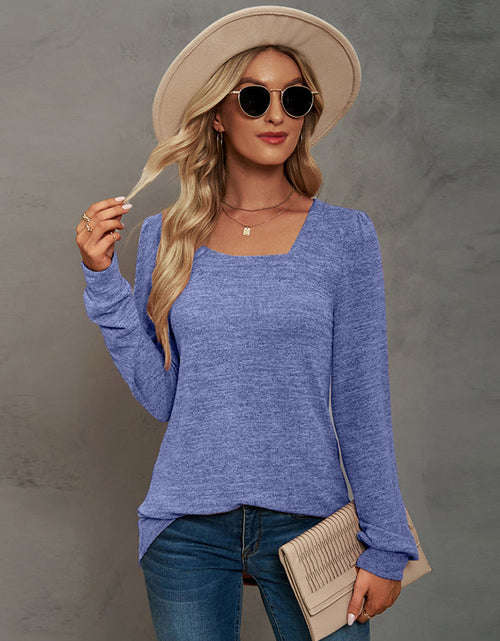 Load image into Gallery viewer, Heathered Square Neck Long Sleeve T-Shirt
