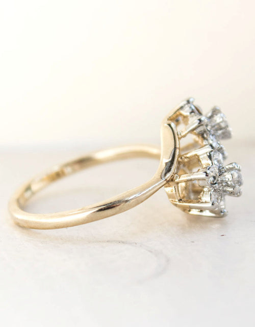 Load image into Gallery viewer, Women's Vintage 1970s Star Flower Cluster Ring set with Genuine Ruby or Austrian Crystals Made in USA by PVD Vintage Jewelry
