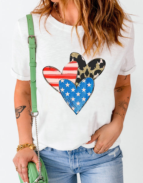 Load image into Gallery viewer, Heart Round Neck Short Sleeve T-Shirt
