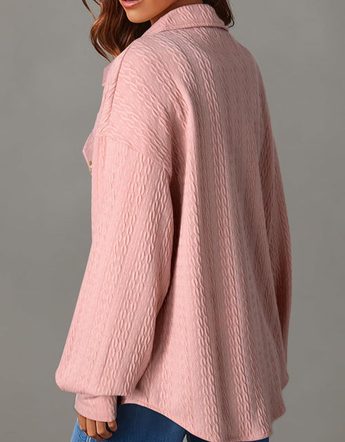 Load image into Gallery viewer, Textured Button Up Long Sleeve Shacket
