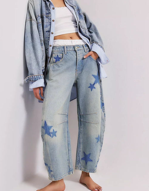 Load image into Gallery viewer, Contrast Star Wide Leg Jeans
