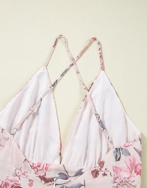 Load image into Gallery viewer, Floral Pleated Deep V Backless Maxi Dress
